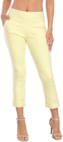 HDE Pull On Capri Pants for Women with Pockets Elastic Waist Crop...