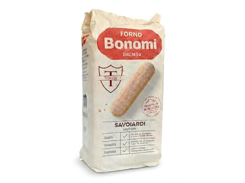 Forno Bonomi Tiramisu Savoiardi biscuits | Biscotti cookies tasty Italian ladyfingers soak quickly Italian Lady fingers for Classic Tiramisu and Italian desserts 400g Tokov