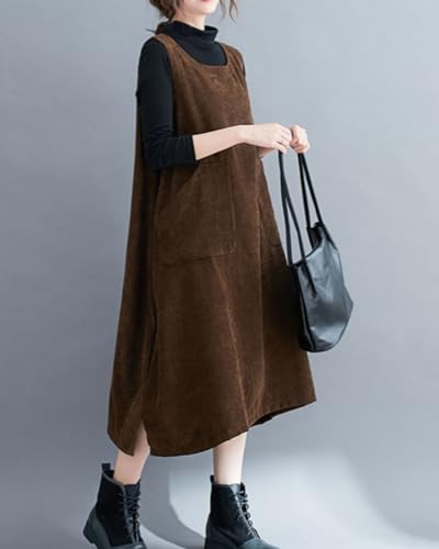 Velours côtelé doux robe pull à col rond ellazhu confortable - 5
