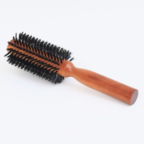 Image of Round Brush Boar Bristle Wooden Round Hair Brush for Women Blow Drying Handle Anti Static Hairbrush for Hair Styling, Drying, Curling