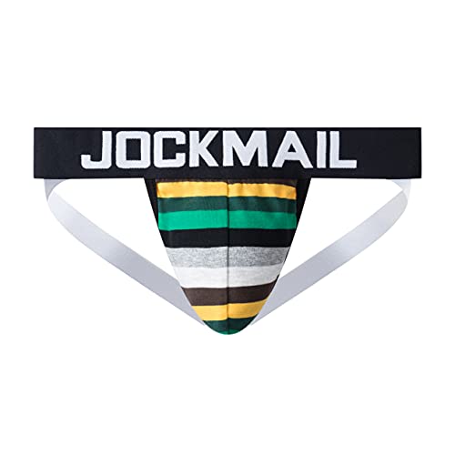 JOCKMAIL 3PCS/Pack Men Underwear Cotton Mens Rainbow Stripe Underwear Tong Comfortable Jockstrap3