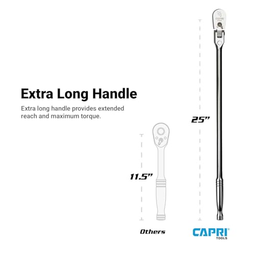 Trinquete de cabeza flexible Capri Tools de 1/2 pulgada con mango cromado 4