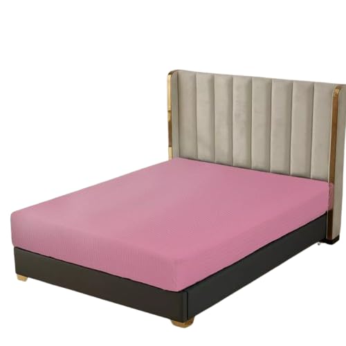Striped Extra Deep Luxury Fitted Bed Sheet 200TC for Deep Mattress - 25/30 cm Depth, Single, Double, King & Super King Sizes (Pink, Single)