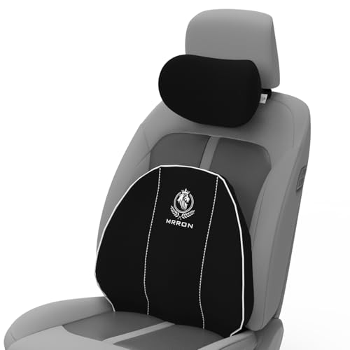 Image of MRRON Series Memory Foam Neck Rest & Lumbar Support for Car or Office Chair, Neck Pillow Kit Designed Ergonomically for Extra Support (Black, Spine Support)