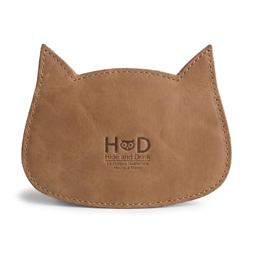 Image of Hide & Drink, Cat Shape Wallet Handmade from Full Grain Leather - Single Malt Mahogany
