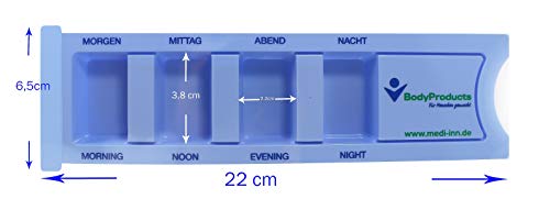 Medi-Inn Medikamentendispenser mit 4 Fächern, blau Standard, 10 Stück, Tablettenbox für einen Tag, Pillenbox, Tagesdispenser