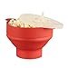 Yiibcio Popcorn Schale 1 x Popcorn Maker Silikon, Popcorn Behälter für Mikrowelle, Popcorn Popper rot