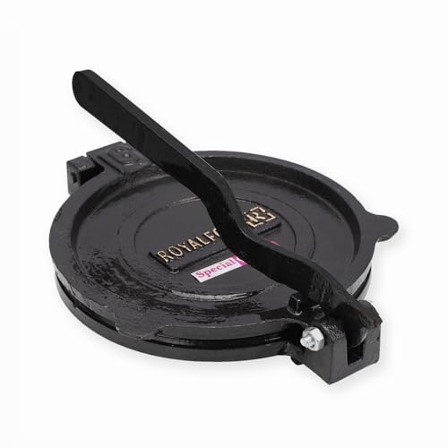 Royalford Tortilla Press for Making Homemade Tortillas & Tacos – Chapati Press Tortilla Maker Pataconera, Strong Iron Body with Mica Cooking Plate, 20 CM