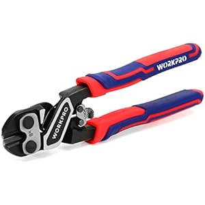 WORKPRO 8" Mini Bolt Cutter, Heavy Duty Wire Cutters with Ergonomic Handle and Security Lock, High Hardness and High Leverage Steel Bolt Cutters, Chrome Molybdenum Steel Blade