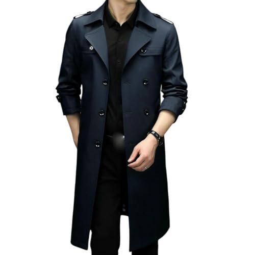 Trench long pour homme manteau croisé imperméable coupe-vent chic pour l'automne