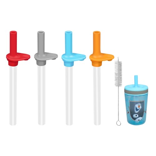 Image of 4PCS Zak Straws Replacement Compatible with Zak Designs 15oz Water Bottle,Transparent and Food Grade,Reusable straws With Cleaning Brush