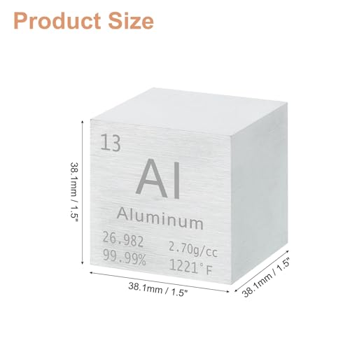 Image of uxcell Aluminum Cube, 1.5 Inch High Density Metal Element Cube Metal Density Cube for Chemical Elements Collection Science Education Experiment Application, Silver