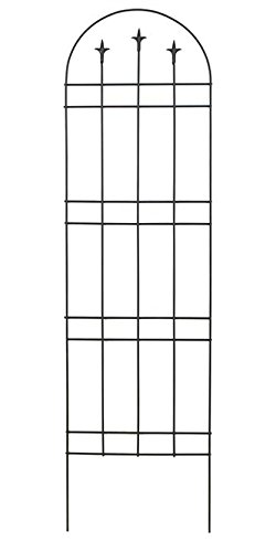 Black Steel Garden Arch with Finial Trellis Design, 72 Inches Tall