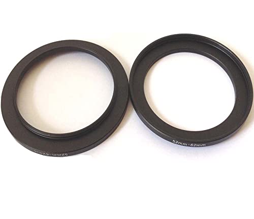 2x Metal 52-62mm Step Up Conversion Rings Video Camera Lens Connect Adapter Size 52mm To 62mm Filter Aperture Connector Screws Focus Digital Photo Film Attachment Fix-Ing Photography Parts Accessories