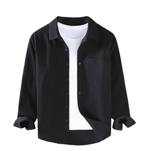 Camisa de manga larga de algodón liso para hombre en tono clásico blanco