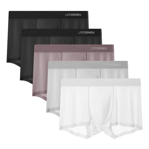 Men's Boxer Shorts Cool Silk, Lightweight, Breathable, Mid-Rise, Seamless, Stretch Underwear E2307