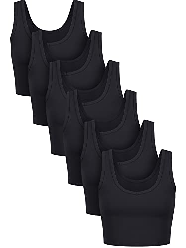 6 Pieces Women Basic Crop Tank Tops Sleeveless Sports Crop Top