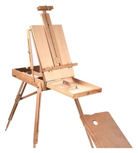 Caballete de pintura Caballete de madera, Caballete de madera plegable portátil, caballete de mesa francés for dibujar pinturas al óleo, caja for bocetos, trípode, caballete de pintura for suministros
