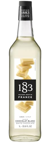 1883 Maison Routin Premium White Chocolate Syrup - Flavoured Coffee Syrup Hot Chocolate Cocktails & Baking Sugar Alternative Vegan-Friendly Allergen-Free No Preservatives 1L Glass Bottle