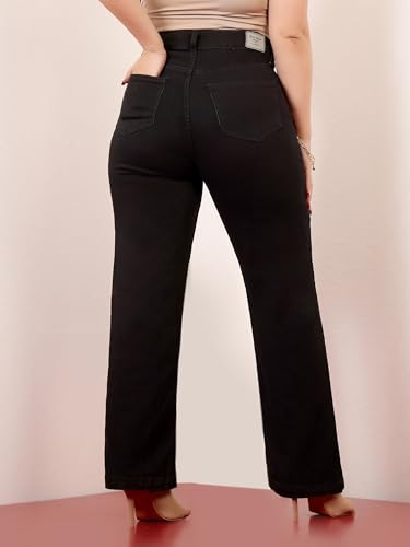 Image of Miss Chase A+ Women's Wide-Leg High-Rise Regular-Length Stretchable Cargo Denim Jeans