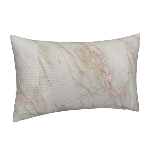 Mármol Oro Rosa Mármol Metálico Rosa Ruborizado,Funda de Almohada Decorativa de poliéster, Suave, 30 x 50 cm