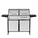 CHARLES BENTLEY Dual Fuel 2+1 Burner Gas Grill & Charcoal Grill BBQ With Thermometer, Fire Box, Control Panel, Charcoal Tray, Warming Rack, Garden, Outdoors, Large, Family, Al Fresco (147.5x110cm)