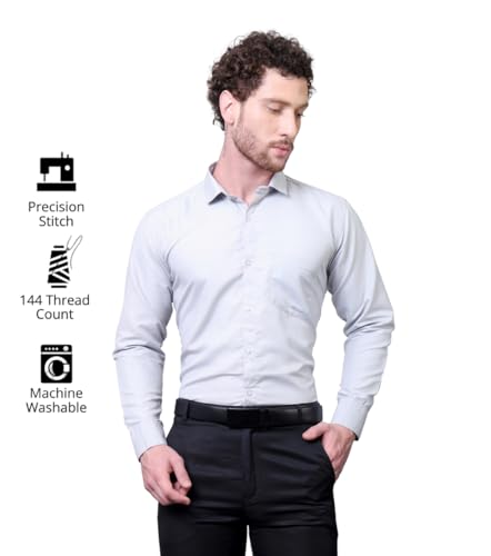 Image of CONTRARY Men's Pure Cotton Solid Stylish Casual & Formal Wear Shirt | Stylish Regular Fit Full Sleeve Comfortable Office Party Trendy Shirt - Multi Color