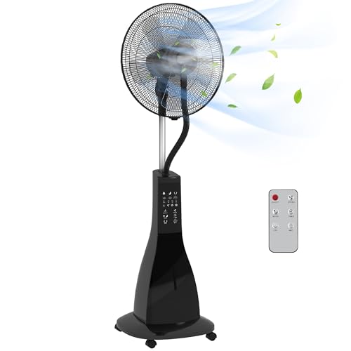 HOMCOM Ventilateur brumisateur sur roulettes ventilateur sur pied...