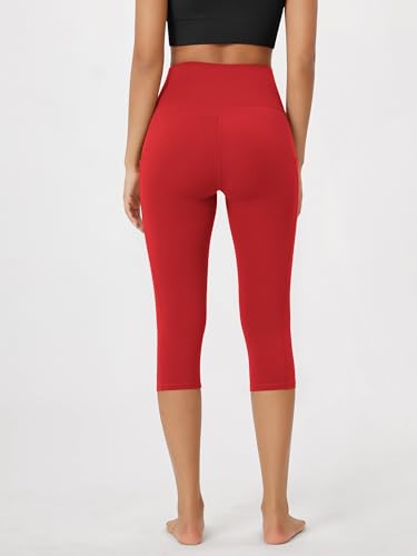 ODODOS High Waist Workout Capris with Pockets for Women, 14" / 19" Tummy Control Yoga Capri Leggings3