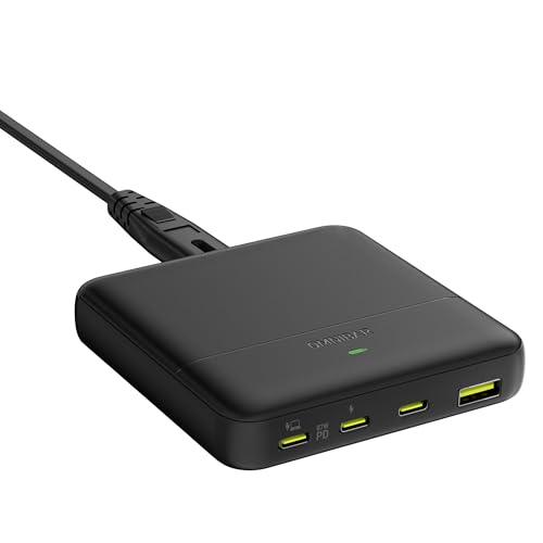 USB C Charging Station 67W, 4-Port Slim USB C Charger Block for iPhone 17/16/15, MacBook Air/Pro with 5ft Extension Cord, 3 USBC, 1 USB-A, Fast Charging Desktop Charger for Home Office Travel, Black