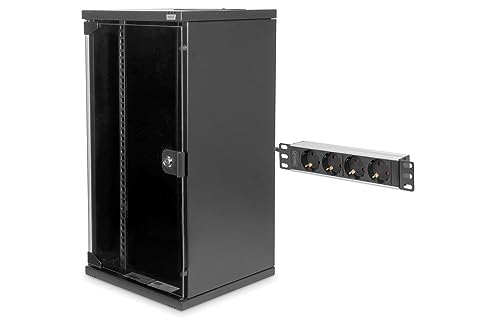 Armoire réseau 10" 12U DIGITUS avec multiprise PDU 4 ports pour montage mural noir