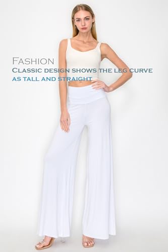 Women's Stretchy Wide Leg Palazzo Lounge Pants Casual Comfy High Waist Palazzo Pants (S-XL)3