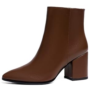 IDIFU Women Dress Ankle Boot with Low Chunky Heel Pointed Toe Side Zipper Bootie Shoe for Women Office Business Date Wedding