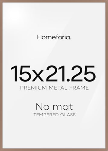 Image of Homeforia 15x21.25 Mocha Puzzle Frame, High End Metal 15 x 21.25 Picture Frames without Mat, 21.25x15 Thin Mocha Poster Frames for Wall, 15by21.25 Puzzle Photo Frames, Tempered Glass, Wall Kit, Set of 1