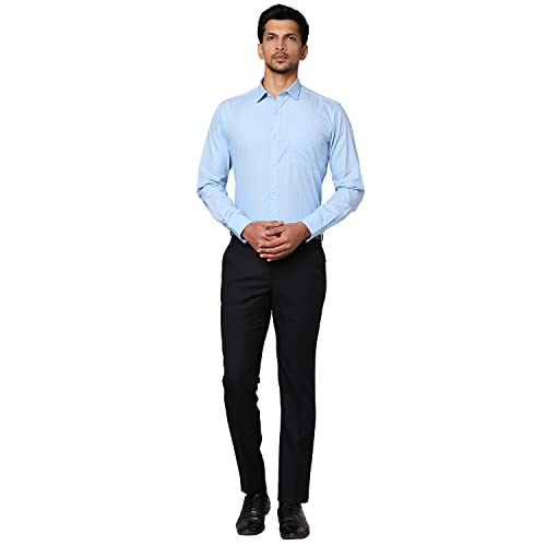 Image of Park Avenue Men's Poly Wool Blend Structure Pattern Super Slim Fit Flat Front Formal Trouser