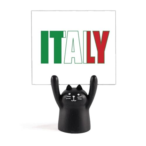 Porte-mémo chat noir avec drapeau italien art déco pour bureau