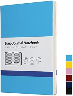 Amazon Brand - Eono A5 Lined Notebook, Journal Notepad with PU Leather Cover, Perfect for Office Home School Business Writing and Note Taking - 192 Pages, Yellow