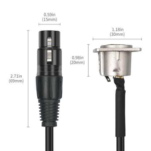 Cable XLR macho a hembra de 3 pines para panel de audio 3