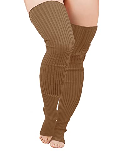 Image of v28 Women Girls Thigh High Long Neon Ribbed Knit Leg Warmers Plus Size Boot Extra Long Large Socks Available in S~3XL