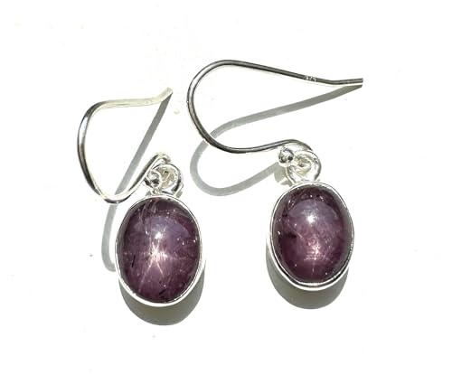 Natural 6-Star Red Ruby 925 Solid Sterling Silver Earrings 25mm