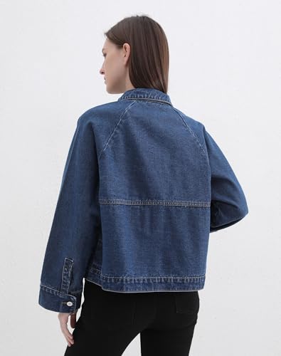 Women's Denim Jacket Long Sleeve Button Up Washed Jean Western Jackets Trucker Coat3