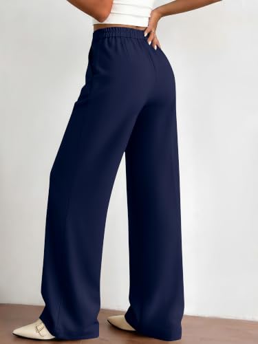 BTFBM Womens Dress Pants 2026 Fall Wide Leg High Waisted Palazzo Pants Business Casual Work Trousers Slacks Pockets(Navy Blue, X-Large) — view 3