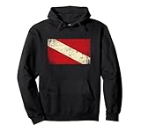 Retro Vintage Scuba Diver Diver Down Flag Pullover Hoodie