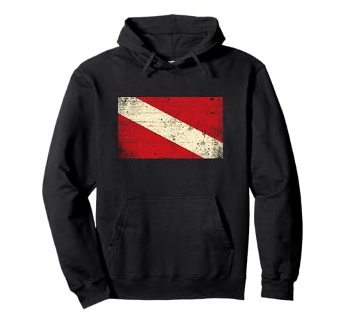 Retro Vintage Scuba Diver Diver Down Flag Pullover Hoodie