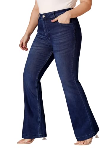 Image of Miss Chase A+ Women's Wide-Leg High Rise Regular-Length Stretchable Denim Jeans