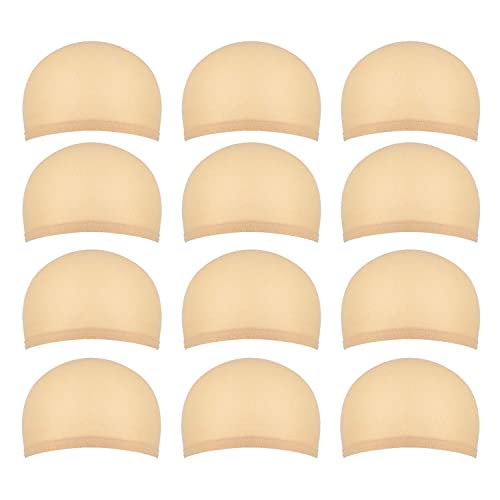 Hsthe Sea Pack of 12 Wig Cap Wig Caps Nylon Wig Caps Nylon Hair Net Stretchy Elastic Net Wig Net for Men and Women (Skin Color)