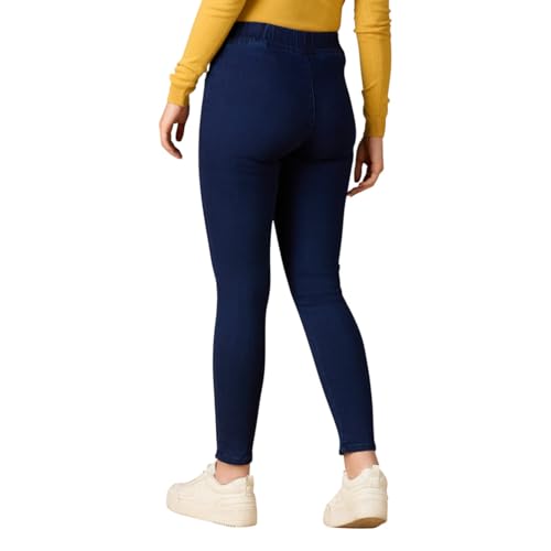 Image of 4FLIES Women's High Waist Jeggings | Super Combed Slim Fit Ankle-Length Pants with Elastic Waistband | Comfortable Denim Look Leggings for Casual, Travel & Office Wear