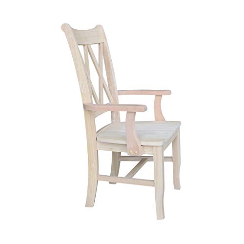 Ic International Concepts Double X-Back Arms Chairs, Dining Height, Unfinished #TOP2