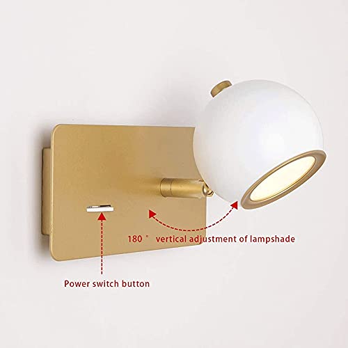 Lámpara de noche nórdica dorada para dormitorio con aplique led regulable 5