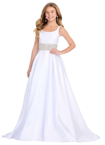 Girls Beaded Miss National Pageant Dresses Rhinestones Princess Kids Flower Girl Dress3